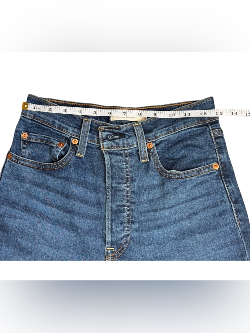 Levi’s Ribcage Straight Jeans Size 28 High Rise Button Fly Medium Wash - Picture 7 of 12